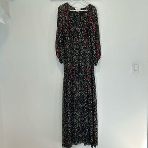 Sachin + Babi Black and Red Patterned Maxi Dress